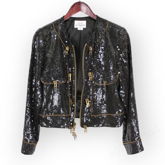 XS/S 80s Vintage Jeanette for St Martin Sequin Zipper Jacket & Pant Kastenberg - Picture 16 of 16